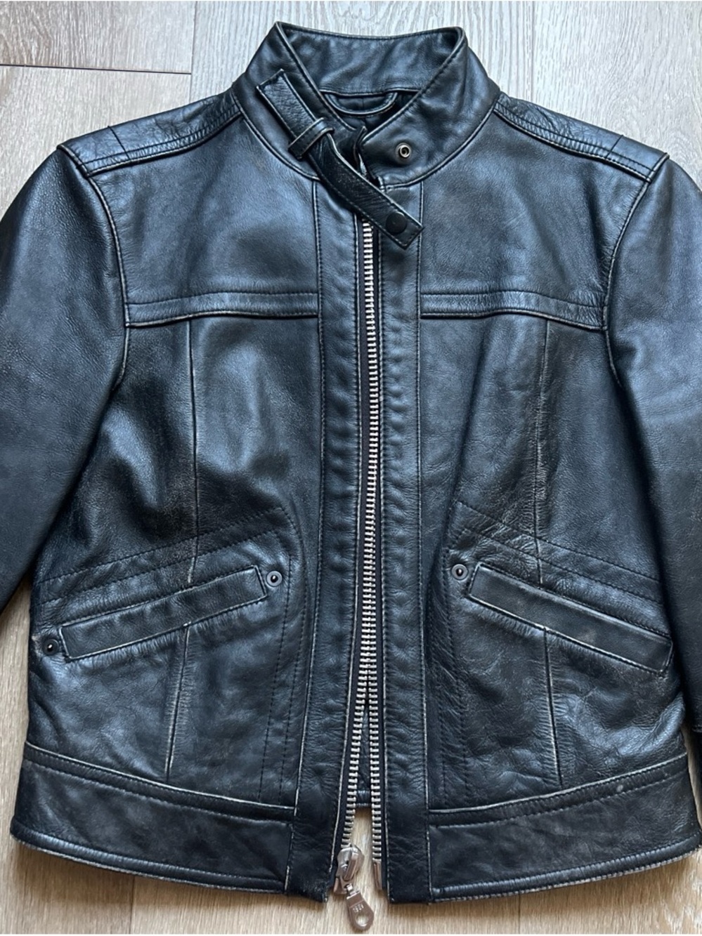 GAP 1969 Black Leather Moto Jacket